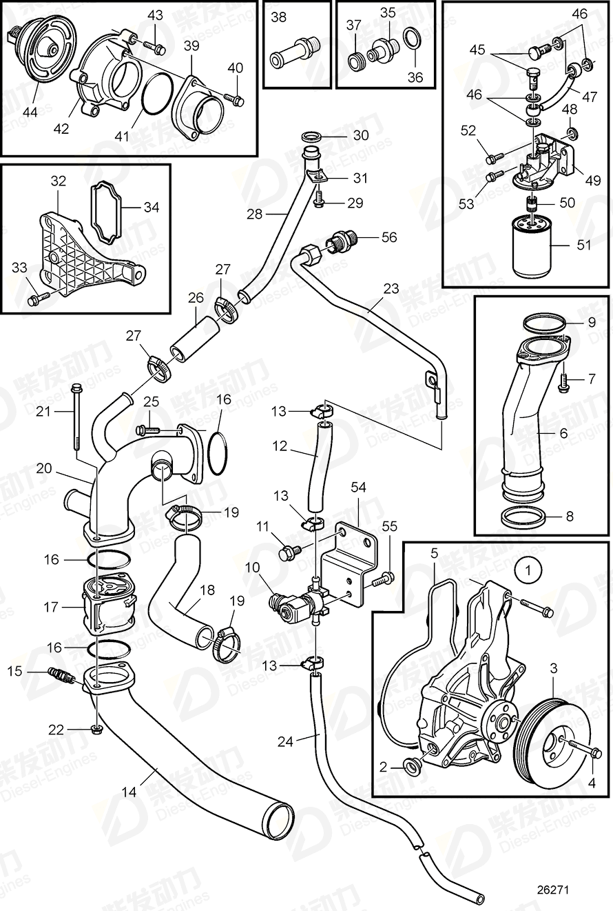 VOLVO Coolant pipe 3841787 Drawing